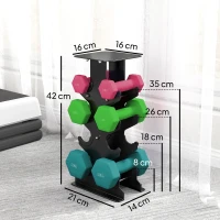 SPORTNOW Hex Dumbbells Set with Dumbbell Rack, Non Slip Hand Weights for Home Gym Strength Training, 2 x 1kg, 2 x 3kg, 2 x 5kg(m-3)