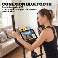 SPORTNOW Bicicleta Elíptica para Casa Silenciosa con Bluetooth Compatible con App Resistencia de 8 Niveles Sensor Pulso Ruedas(m-4)