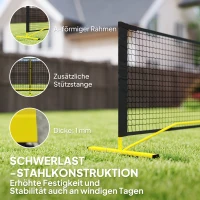 SPORTNOW Pickleball-net, draagbaar, met metalen frame en stoffen net, inclusief draagtas, Geel(m-5)