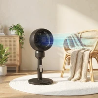 HOMCOM Air Circulator Fan Pedestal Cooling Fan with 3 Speed 3 Mode and Remote Control, 9 Inch, Black(m-10)