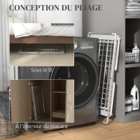 HOMCOM Séchoir à linge étendoir à linge 2 ailes latérales extensibles cadre en alliage d'aluminium 144 x 53 x 91 cm(m-5)