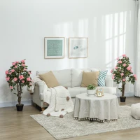 HOMCOM Set of Two Faux Rose Plants, with Pots(m-10)