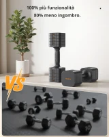 Set di manubri regolabili 5‑in‑1 (2 pezzi), design quadrato anti-rotolamento, con impugnatura morbida in TPU, 34x26x16 cm, Grigio(m-4)