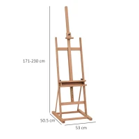 Vinsetto Wooden Easel Stand H-Frame Artist Easel with 171-230cm Adjustable Height and 0-80° Working Angles Beech Wood Art Easel for Displaying Painting Wedding Sign Nature Wood Finish(m-4)