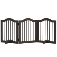 PawHut Hondenhek, 3 panelen, inklapbaar, Massief hout en MDF, 154,5 x 29,5 x 61 cm, Koffie(m-11)