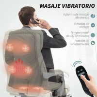 HOMCOM Silla de Oficina de Masaje con Respaldo Alto Reclinable con Calor Lumbar Reposapiés y Ruedas 66x70x112-120 cm Beige(m-4)