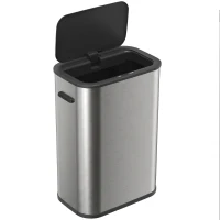 HOMCOM 55L Sensor Bin for Kitchen, Touchless Automatic Waste Rubbish Bin, Stainless Steel, Battery Operated, Silver Tone(m-13)
