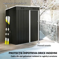 Outsunny Șopron de Grădină Metalic cu Ușă 163x90x179 cm Gri Închis(m-5)