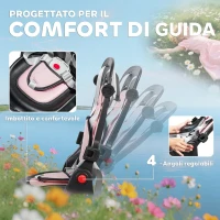 AIYAPLAY Triciclo per Bambini 6 in 1 con Maniglione di Spinta e Sedile Girevole, 111.5x52x98 cm, Rosa(m-5)