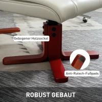 HOMCOM Relaxfauteuil met hocker, lederlook, kantelbare leuning, tot 150 kg, Crèmewit(m-7)