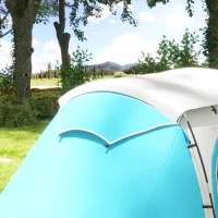 Outsunny Tente de camping familiale 3-4 personnes 2 chambres 4 portes et 4 fenêtres, sac de transport, dim. 460L x 220l x 175H cm(m-9)
