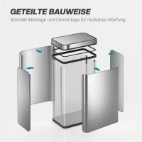 HOMCOM 60 L sensorprullenbak, automatisch deksel, roestvrij staal, veelzijdig inzetbaar, zilverkleurig(m-9)