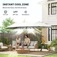Outsunny 4.6m Double Garden Parasol - Beige(m-5)