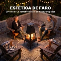 Outsunny Brasero de Exterior con Chimenea Cónica 41x40,5x97 cm Acero al Carbono con Malla Protectora para Patio Terraza Negro(m-7)