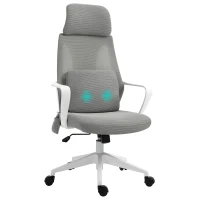 Vinsetto bureaustoel, in hoogte verstelbare draaistoel, massagestoel, ergonomische directiestoel met massagefunctie, gamingstoel, nylon, grijs, 62 x 60 x 114-122 cm(m-10)