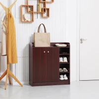HOMCOM Armadio Scarpiera Moderno e Salvaspazio in Legno per 12 Paia con 4 Ripiani Aperti, 83x30x90 cm, color Caffè(m-10)