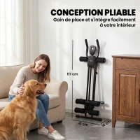 SPORTNOW Appareil à Abdominaux Pliable avec Écran LCD, Double Rail, Mousse PVC, Cadre en Acier, 92x41x83cm, Noir(m-7)