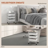 HOMCOM Bijzetwagen met Wielen, 3 Manden voor Transport en Opslag, Keukentrolley, 40,8L x 33,5B x 60,5H cm, Wit(m-6)