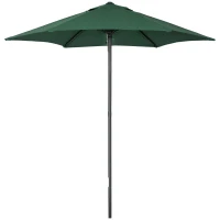 Outsunny Parasol Ø196 cm met kantelfunctie, zeshoekige balkonparasol voor strand balkon tuin, Groen(m-11)
