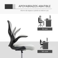 Vinsetto Silla de Dibujo Giratoria con Soporte Lumbar Reposapiés Ajustable y Reposabrazos Abatibles 59x65x102-122 cm Gris Claro(m-7)