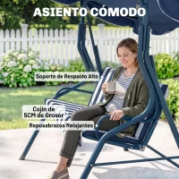 Outsunny Balancín de Exterior con Toldo Ajustable en Ángulo Impermeable y Marco de Acero para Patio Balcón 170x110x153 cm Azul(m-7)
