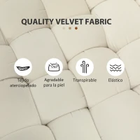 HOMCOM Banco Pie de Cama Tapizado en Terciopelo Reposapiés con Patas de Metal y Asiento Acolchado Crema(m-6)