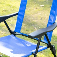 Outsunny Folding Garden Chairs Set of 2, 5-Position Recliner Camping Chair with High Back, All Weather Texteline Seat, Portable Outdoor Dining Chairs with Headrests for Patio, Picnic, Blue(m-9)