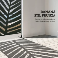 Outsunny Panou pentru Intimitate Exterior din Metal, 122 x 198 cm, Divizor Decorativ cu Suport și Șuruburi de Ancorare, Panou Autoportant pentru Grădină, Terasă, Piscină, Frunză de Bananier(m-4)