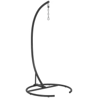 Outsunny Hanging Hammock Chair Stand with Round Base, C Hanging Swing Stand Frame for Swing/Egg/Hammock Chair, Indoor & Outdoor, Heavy Duty 330 lbs, Black(m-1)