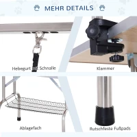 PawHut Trimtafel, scheertafel in hoogte verstelbaar met ondermand voor honden inklapbaar blauw(m-6)