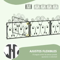 Outsunny Vallas para Jardín Exterior de 4 Paneles 57x47,5 cm  Vallas Decorativas de Jardín de Acero con Ángulo Ajustable Negro(m-5)