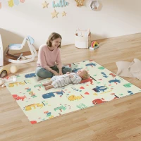 AIYAPLAY Dinosaur-Themed Baby Plat Mat Double Sided, Foldable, Water-Resistant for Outdoor/Indoor, 177 x 146 x 1.5cm(m-2)