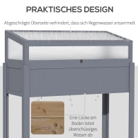 Outsunny Verhoogd Bed Hout met Koud Frame 2-in-1 Kas Tomatenhuis Groentebed Kruidenbed Plantenbak voor Tuin Balkon en Terras Polycarbonaat Grijs 120 x 54 x 112/122 cm(m-7)