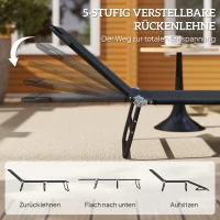 Outsunny Ligbed, 5-voudig verstelbare rugleuning, snel drogend, metalen frame, 190 x 56 x 28 cm, Zwart(m-4)