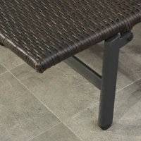 Outsunny Tumbona de Jardín de Ratán 192x74x55 cm con Respaldo Reclinable en 7 Posiciones Reposabrazos y Ruedas Marco de Aluminio para Patio Terraza Balcón Marrón(m-9)