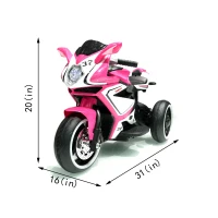 Moto elettrica per bambini, ruote luminose, marcia avanti/indietro e indicatore della batteria in tempo reale, 78,1x40,6x51,5 cm, Rosa(m-1)