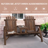 Outsunny Tuinbank met tafel tuinmeubel zitbank 2 stoelen massief hout bruin(m-7)