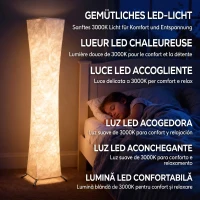 HOMCOM Lampă de Podea Modernă cu Comutator de Picior, din Oțel și Țesătură, 25x25x129 cm, Alb și Argintiu(m-6)