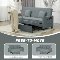 HOMCOM Three-Person Velvet-Feel Sofa Bed - Grey(m-5)