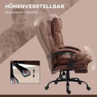Vinsetto Bureaustoel met Massage- en Verwarmingsfunctie, Voetensteun, Verstelbaar, tot 120 kg, Bruin(m-6)
