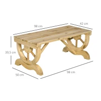 Outsunny Panchina da Giardino 2 Posti a Doghe con Gambe a Ruota di Carro, in Legno, 98x50x39.5 cm, color Legno(m-3)