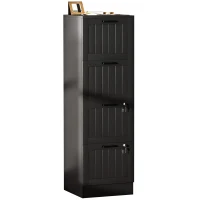 HOMCOM Caisson bureau, meuble rangement bois 4 tiroirs et serrure, barres de suspension réglables, 40 x 40 x 131 cm, noir(m-11)