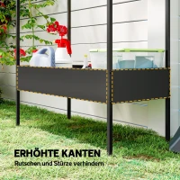 Outsunny 2-laags plantenstandaard in huisvorm, 150 cm hoge plantenstandaard met haak, metaal, zwart(m-6)