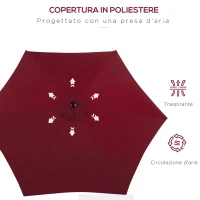 Outsunny Ombrellone da Giardino 2.6x2.4 m con Manovella e Testa Inclinabile, in Alluminio e Poliestere(m-6)