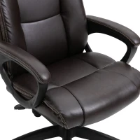 HOMCOM Fauteuil de bureau chaise de bureau ergonomique réglable roulettes pivotant 360° revêtement synthétique PU 64 x 73 x 106-115,5 cm chocolat(m-9)