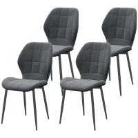 HOMCOM Set of Four Flannel Relaxed Tub Dining Chairs - Dark Grey(m-11)