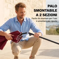 Outsunny Ombrellone da Giardino Rettangolare e Regolabile con Palo in Alluminio, 2x1.3x2.5 m, Rosso Vino(m-7)