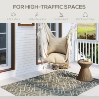 HOMCOM UV Resistant Indoor & Outdoor Area Rug, Easy-Cleaning Machine Washable Rug with Geometric Pattern for Patio, Garden, Kitchen, Bathroom or Living Room, 170 x 120 cm, Grey(m-5)