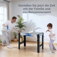 SPORTNOW 5-in-1 Speeltafel, Biljart, Tafeltennis, Hockey, Basketbal, Boogschieten, Inclusief Accessoires, MDF, Kunststof, Blauw(m-6)
