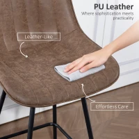 HOMCOM Set of 2 PU Leather Swivel Bar Stools - Brown(m-7)